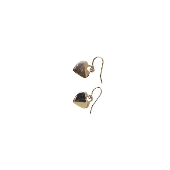 Heart Shaped Gold Color Drop Earrings - Picture 1 of 4